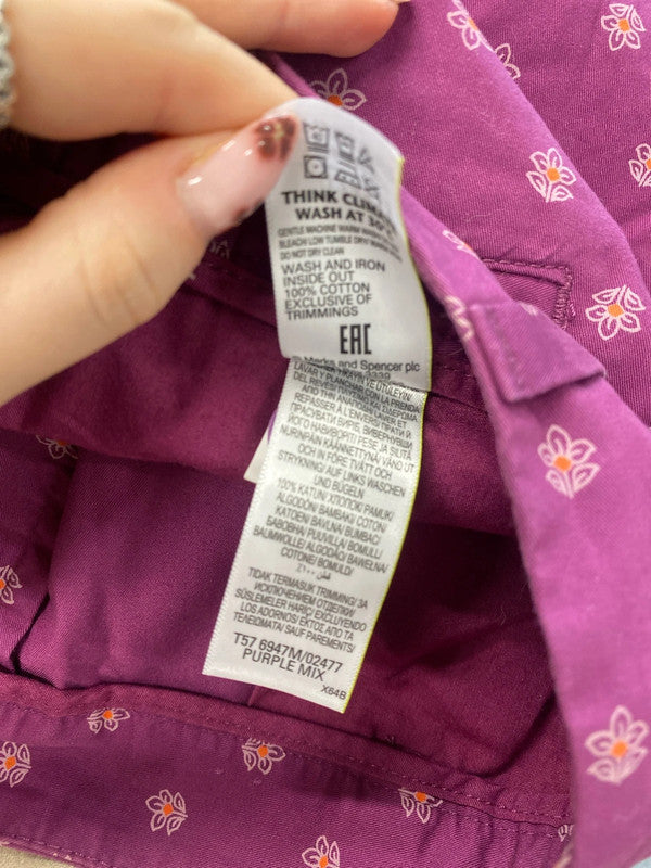 Lovely m&s purple floral pattern trousers cropped UK 8 MM005