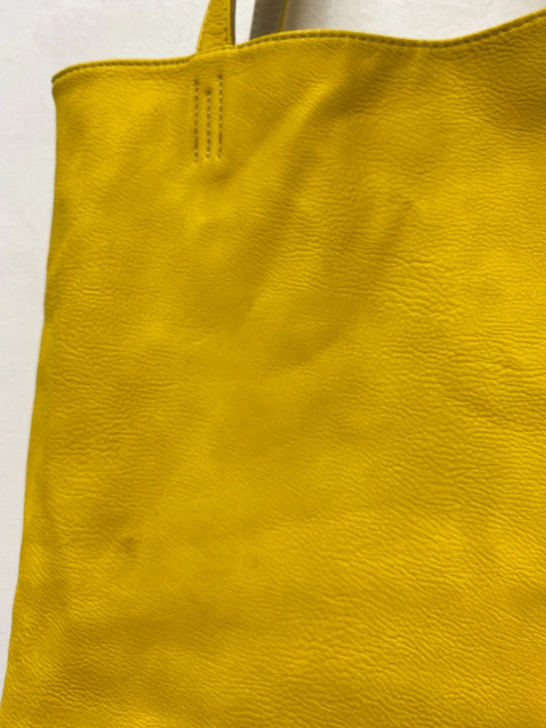 Fabulous Oversized tote Italian sunshine Yellow reversible Taupe handbag NN001