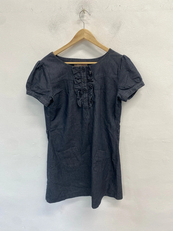 Lovely a wear denim frill dress grey blue UK 14 MM005