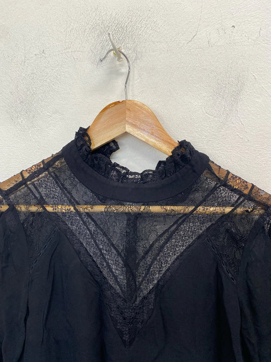 Gorgeous black lace neck blouse Karen Millen UK 8 AE001