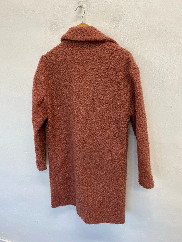 Fabulous M&S soft coral pink Teddy Coat Uk12 JR001