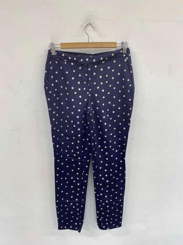 White Stuff Fabulous Navy & Cream Polkadot Skinny Trousers UK 8 MM005