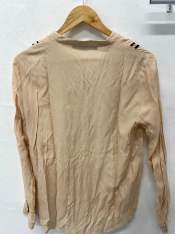 Zara peach faux formal top shirt blouse stunning UkL JB003