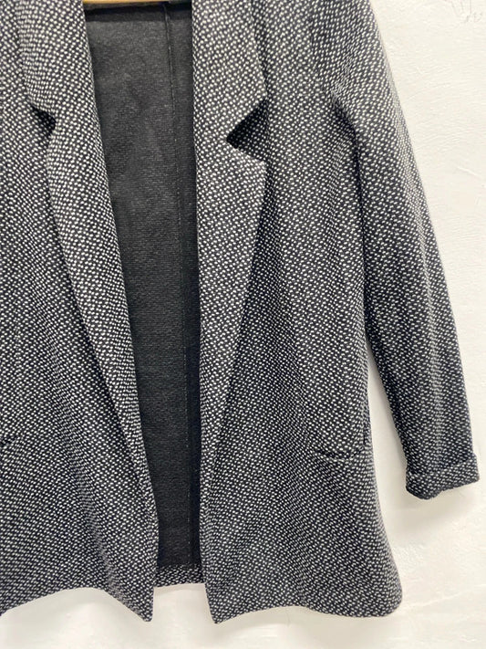 Fabulous river island grey black pattern longline blazer UK S KM004