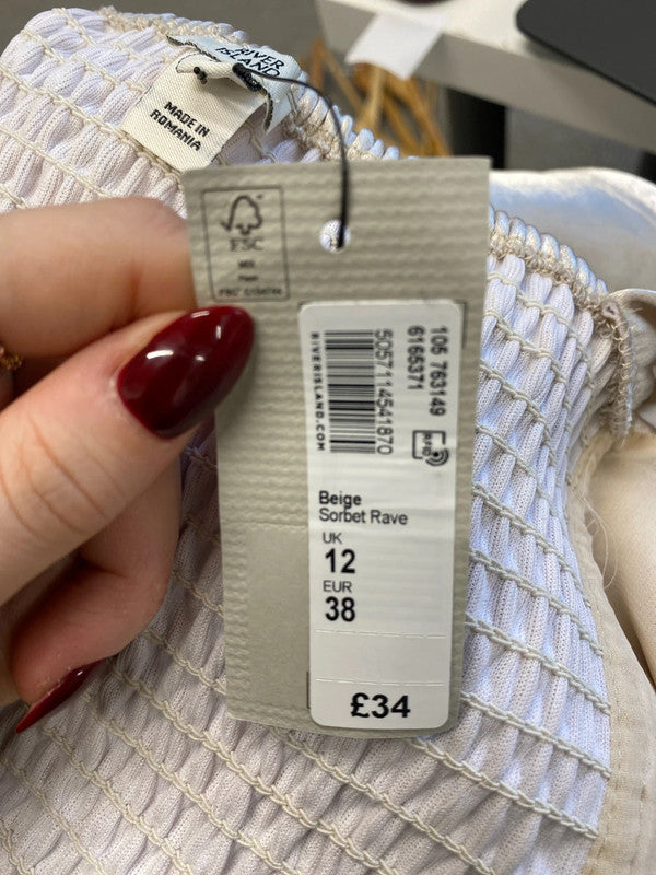 Lovely river island champagne cropped satin UK 12 LN001