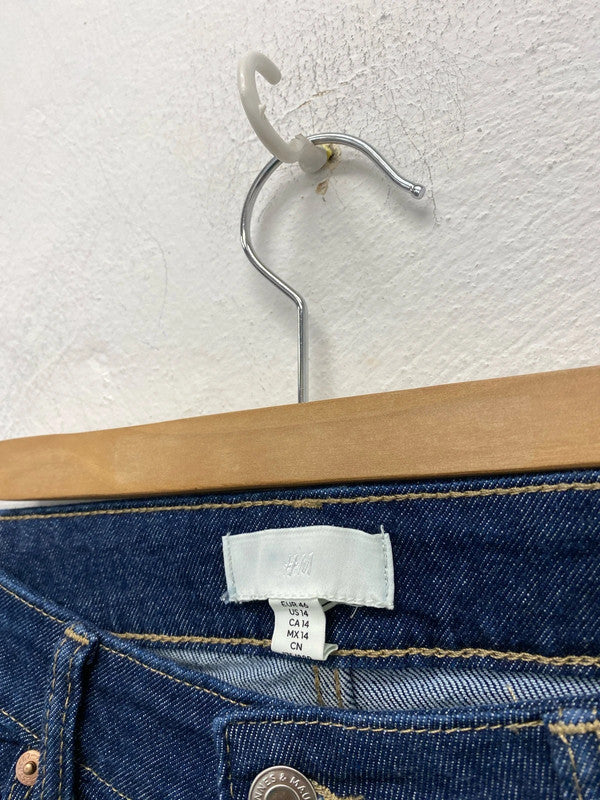 Fabulous H&M dark blue tapered denim jeans Uk16 KM003