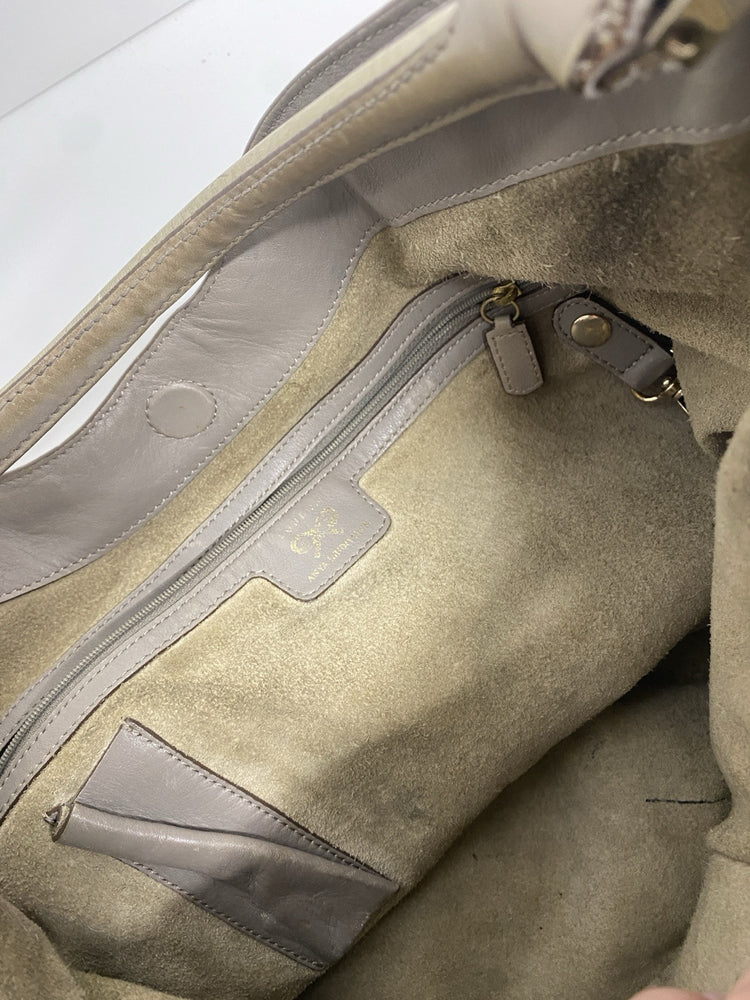 Lovely Anya Hindmarch Cooper Cream Silver Hobo Handbag JP001