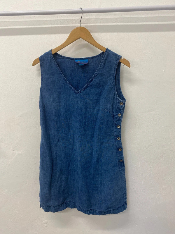 Fabulous Monsoon light denim tunic dress cute button details Uk12 MM005