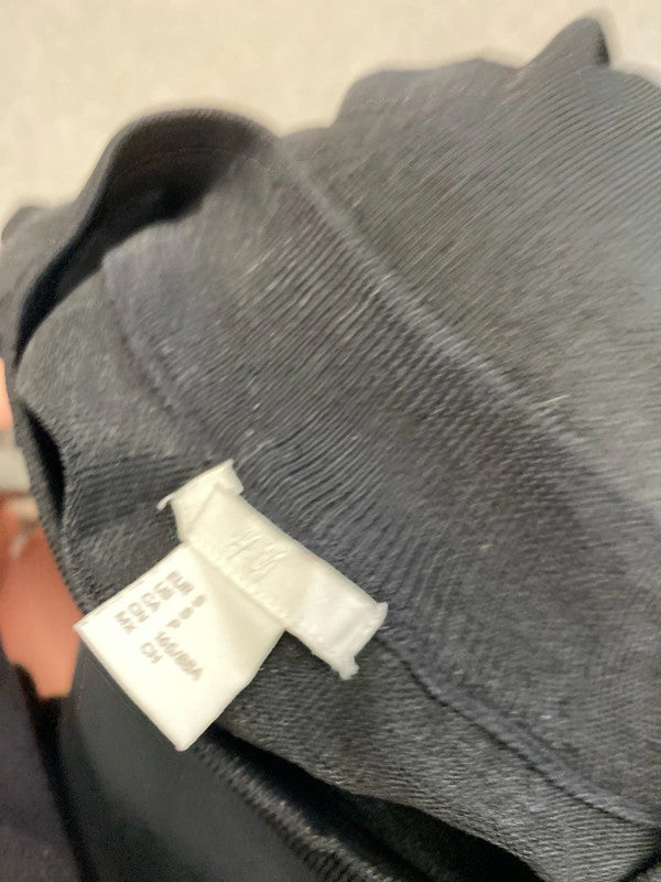 Lovely H&M semi sheer black frill sleeve top UK S JB001