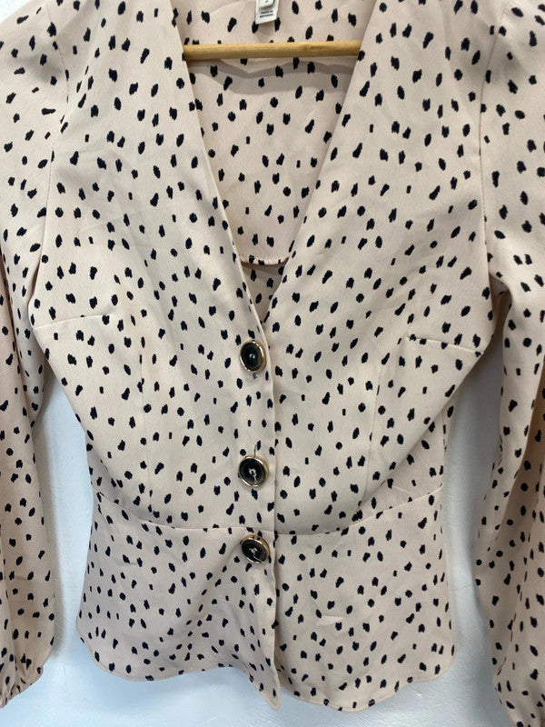 Stunning river island rose spotted button up blouse UK 8 HDR01