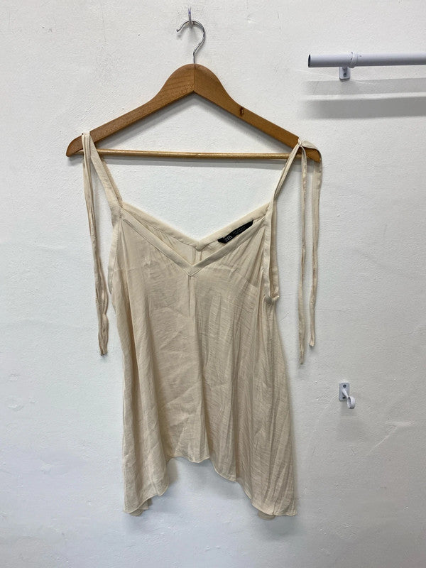 Fabulous soft Cream delicate camisole top tie shoulders UkM JM004