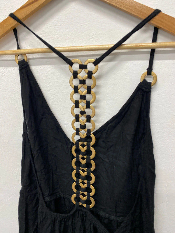 Fabulous River Island swim cover up boho dress black Uk8 KM004