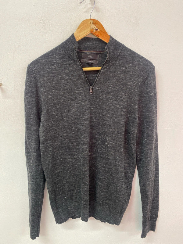 Classic charcoal 1/4 zip M&S jumper men’s Small CN001