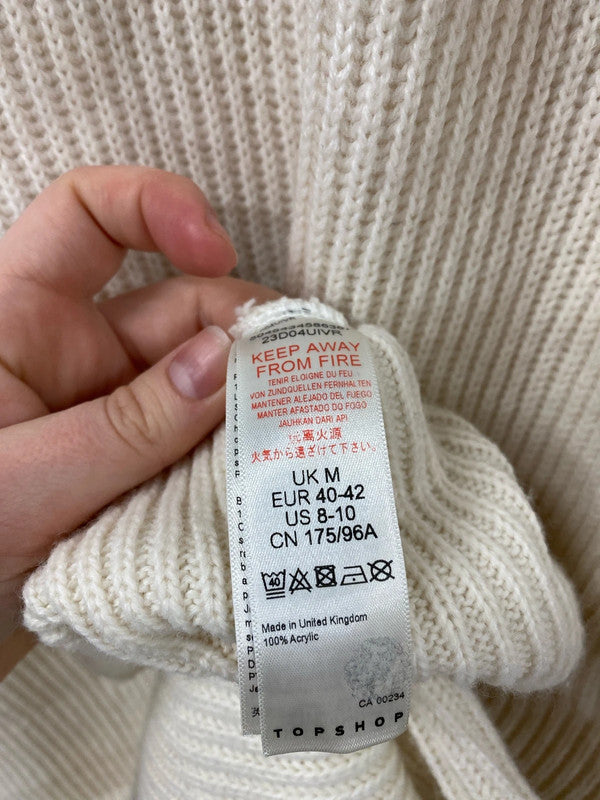 Topshop Stylish Cream Knit Midi Dress Size M KS002