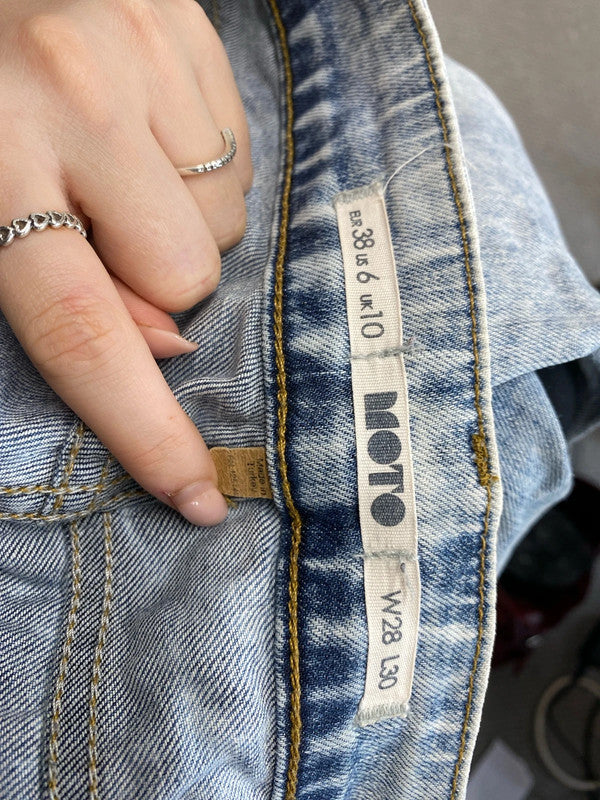 Lovely Topshop moto blue washed jeans Uk W 28 L 30 JB001