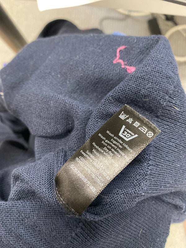 Lovely Tu navy Pom Pom jumper UK 14 JW002