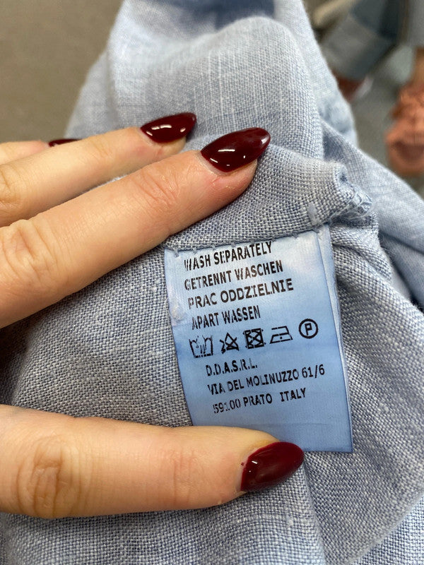 Stunning lima tomei blue linen top UK M MM005