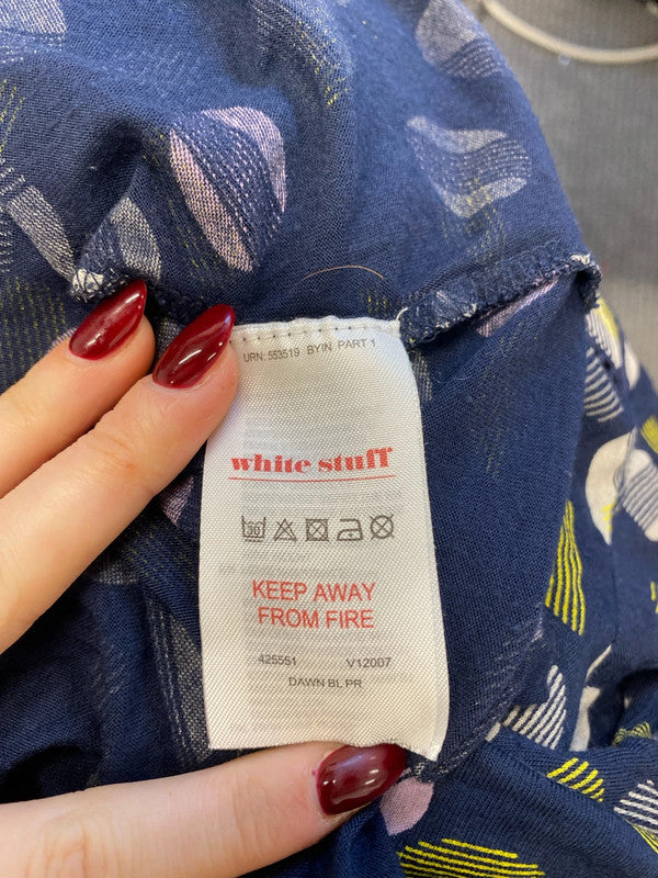 Gorgeous white stuff navy spotted lightweight blouse top UK 12 GK002