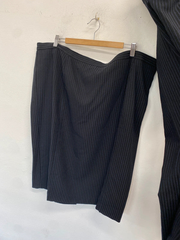 Lovely trio of tailored for you pinstripe navy blazer trouser and skirt UK 22/24 NC001 #57