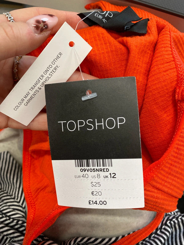 Lovely duo of bodysuits Topshop orange b&w UK 12 NN001 #4