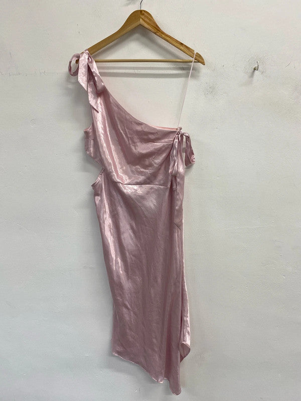 Fabulous Barbie Pink evening dress Midaxi Uk14 cut out KD001