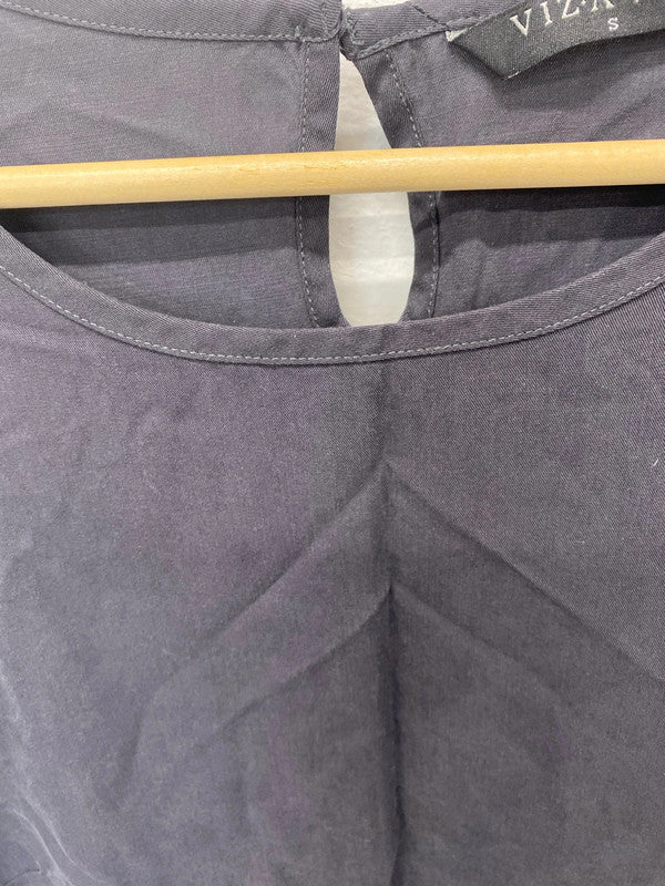 Stunning Viz a Viz slinky tunic top with pockets navy / charcoal grey UkS MM005