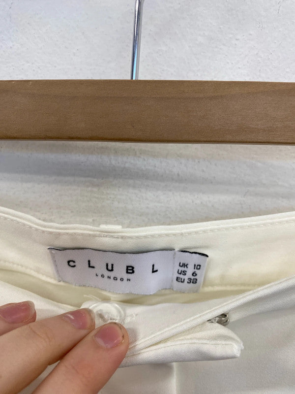 Club L London Stylish Cream Wide Leg Trousers UK 10 CJ001