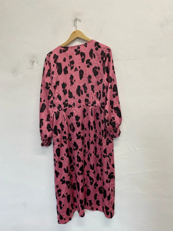 Lovely new look curve pink midi wrap dress UK 18 LG006