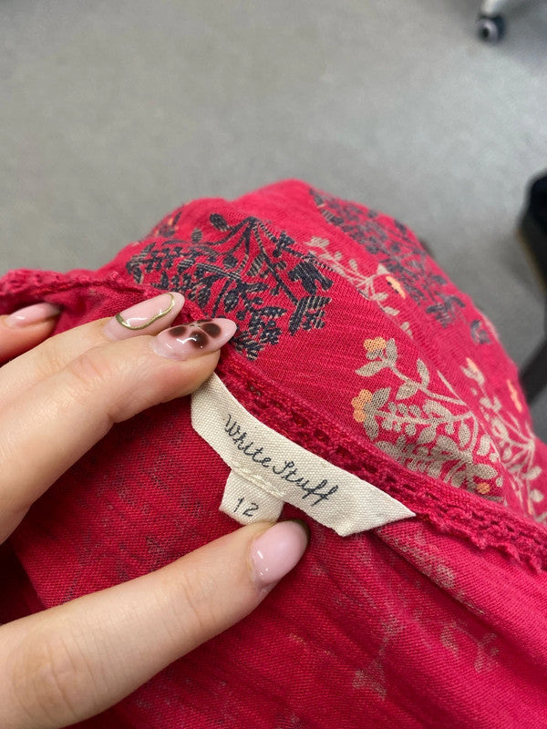 Lovely white stuff red tree pattern mini dress UK 12 MM005