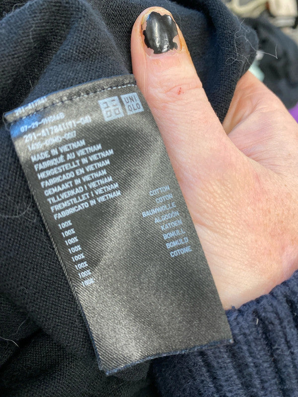 Fabulous Uniqlo stunning black fit & fare dress midi UkM JR001