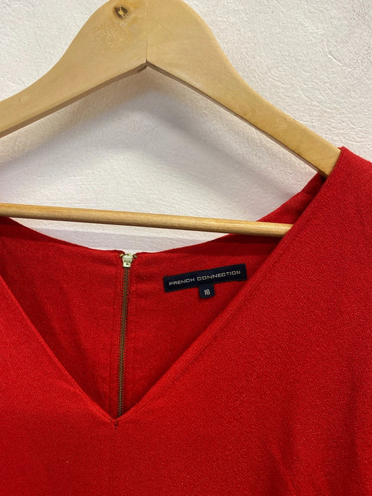 Stunning French connection midi v neck red dress UK 16 LG006