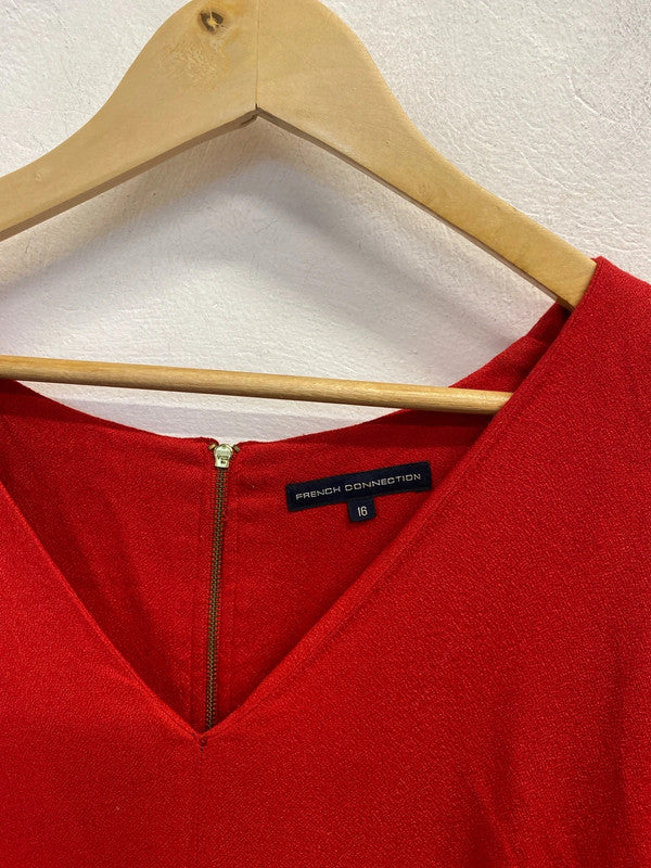 Stunning French connection midi v neck red dress UK 16 LG006