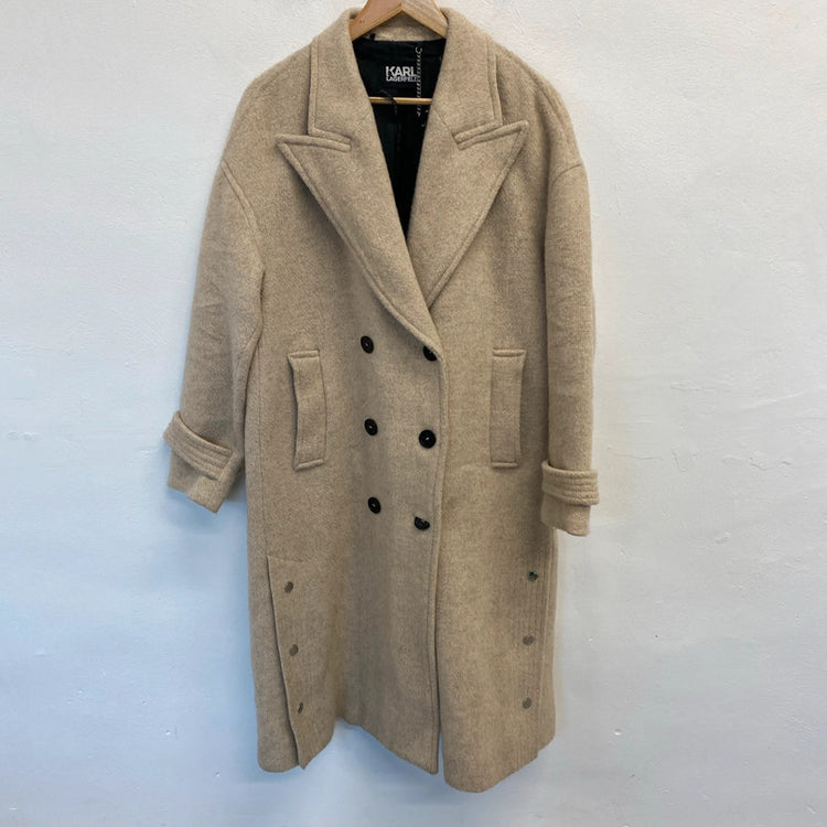 Fabulous Karl Lagerfeld Oatmeal biscuit overcoat Uk12 JR001