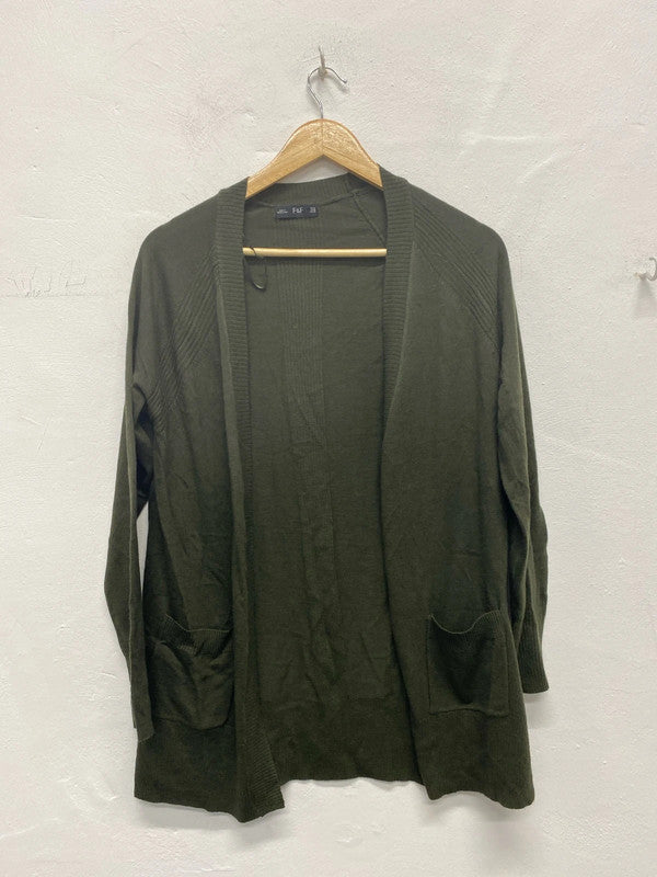 Fabulous recycled plastic F&F khaki Green olive cardigan UkXS MA003