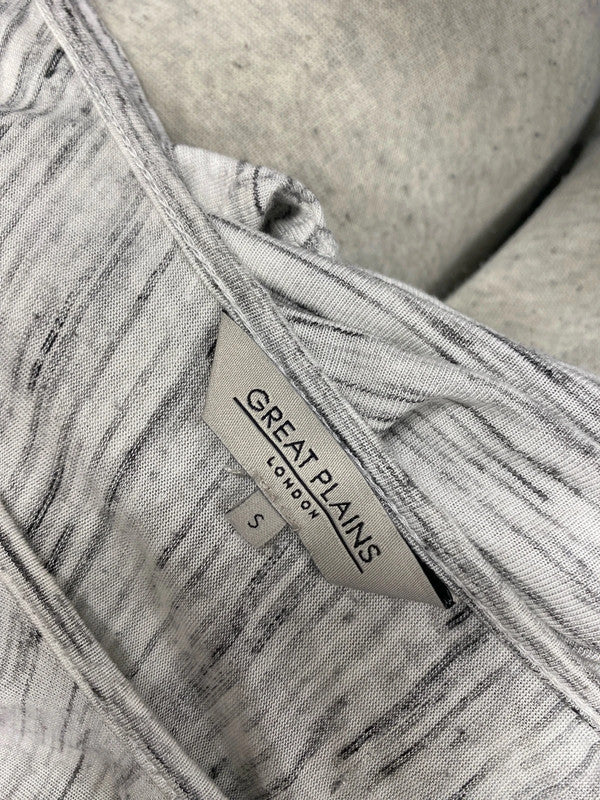 Lovely Great Plains London grey white pattern top tunic UK S AG006