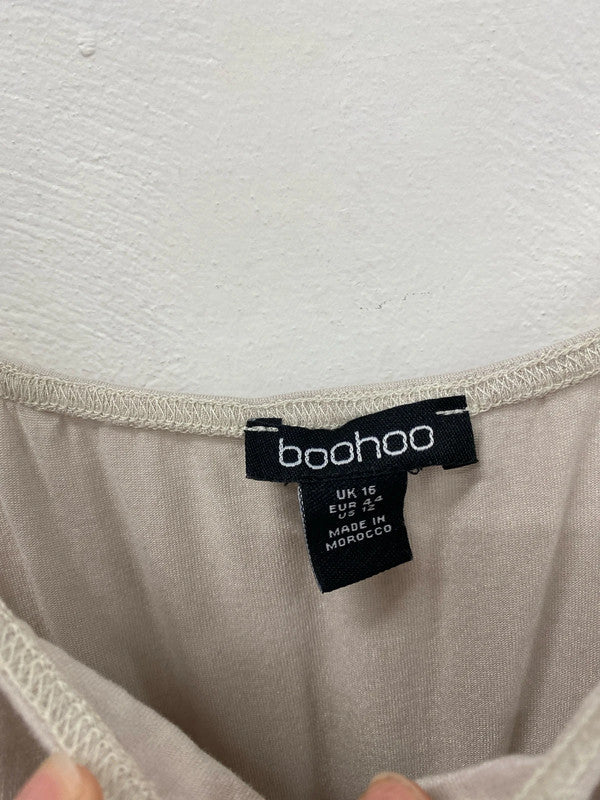 Boohoo Stylish Taupe Tiered Dress UK 16 JB005