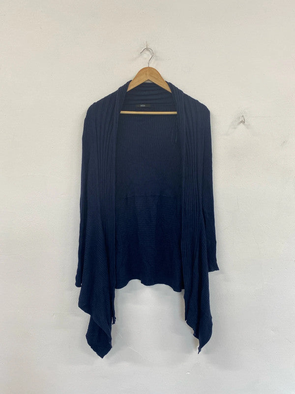 M&S Fabulous Navy Ribbed Cardigan UK 12 LW005
