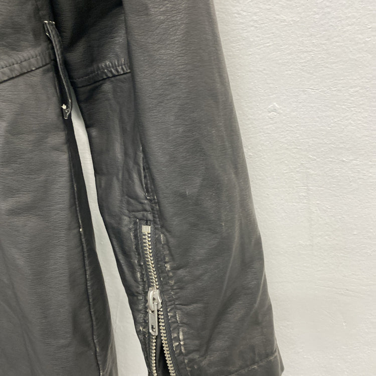 Free People Isabelle Distressed Vegan Leather Moto Jacket Size M SS002