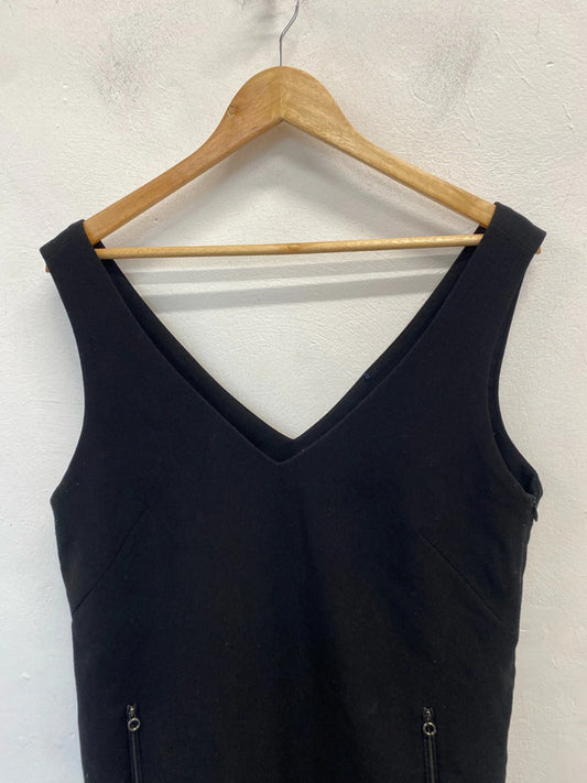 Gorgeous edc formal office wear zip pocket midi black dress UK 12 LB010