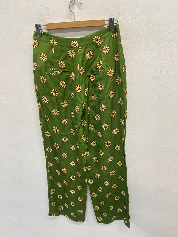 Stunning kitri green daisy trousers UK 12 SS002
