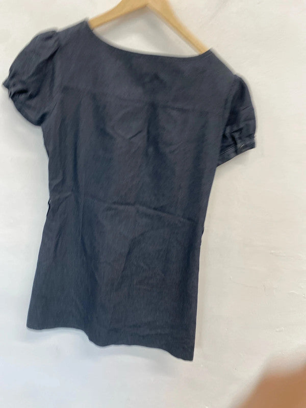 Lovely a wear denim frill dress grey blue UK 14 MM005