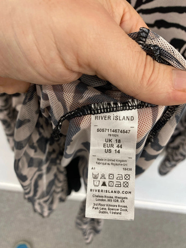 Fabulous Zebra print sheet midi dress with slip River Island Curve 18 CR002