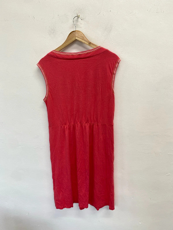 Lovely Boden pink detailed v neck tassel dress UK 14L KN003