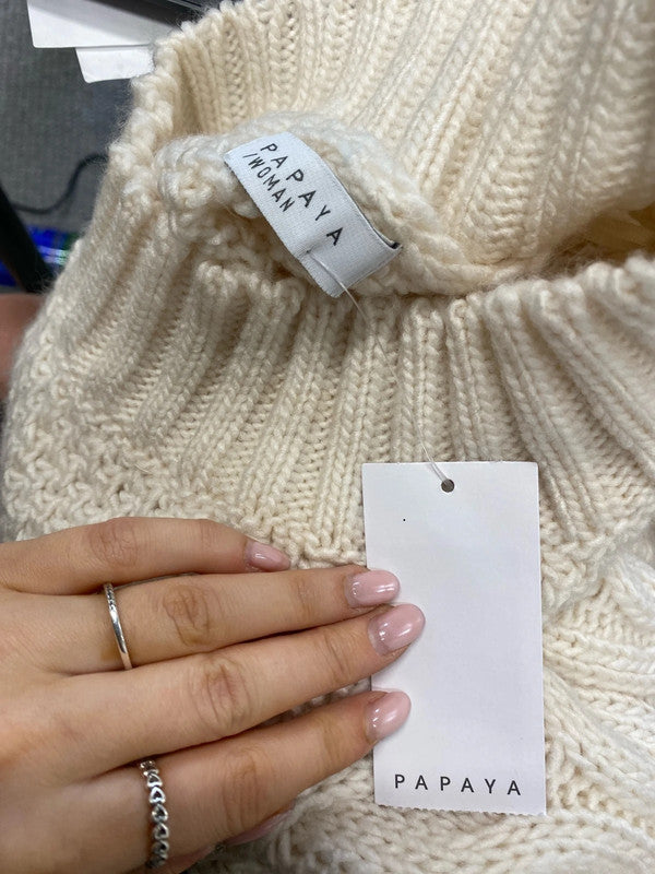 Lovely papaya cream knit jumper UK M JW002