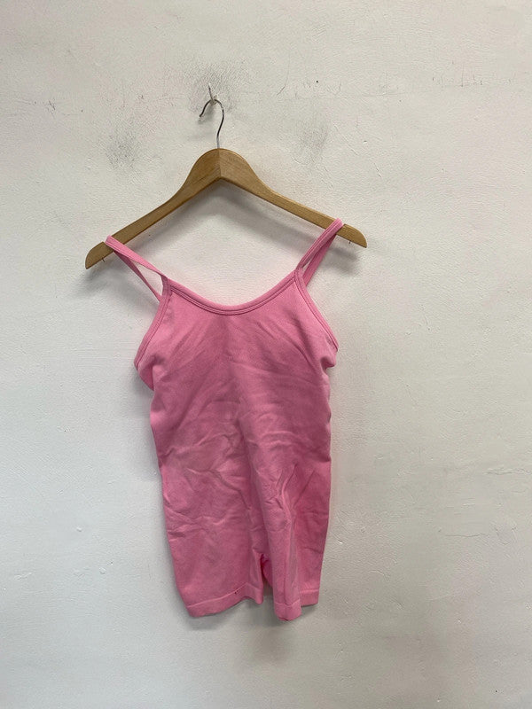 Primark workout sports all in one pink seamless playsuit padded UK S JB001