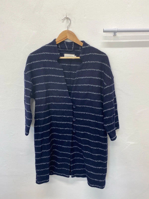 Fabulous Paraphase wool blend Coatigan Uk12 navy striped MW001