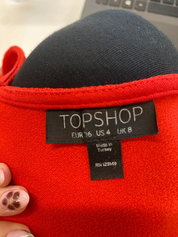 Lovely Topshop red peplum top UK 8 HDR01