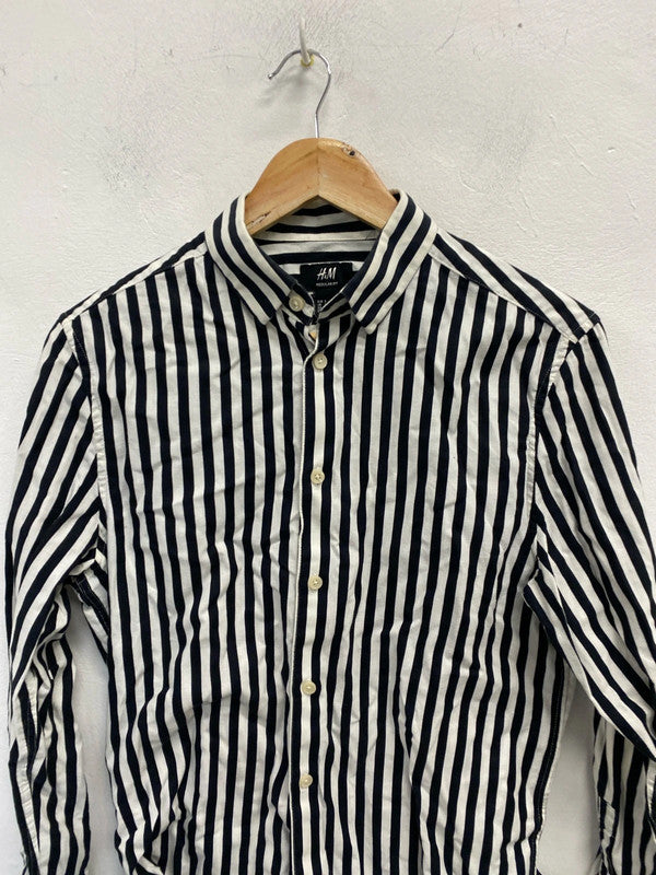 Stunning H&M ivory black stripe shirt UK S LD001