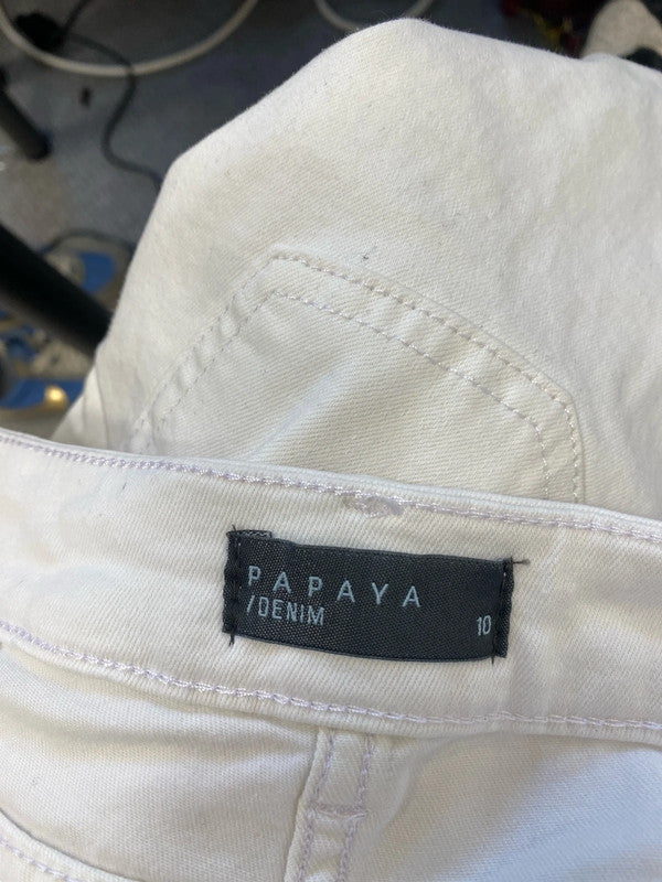 Lovely papaya April white ankle grazers jeans UK 10 AO001