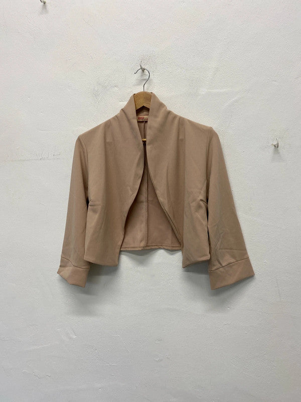 Fabulous Krisp beige bolero crepe jacket Uk14 LW005